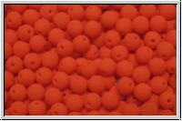 b�hm. Glasperle, rund, 4mm, white, alabaster, neon orange, 50 Stk.