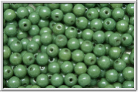 b�hm. Glasperle, rund, 4mm, white, alabaster, green marbled, 50 Stk.
