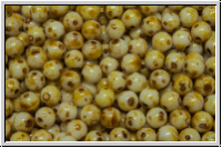 b�hm. Glasperle, rund, 4mm, white, alabaster, picasso, 50 Stk.