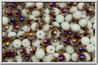 b�hm. Glasperle, rund, 4mm, white, alabaster, half sliperit, 50 Stk.