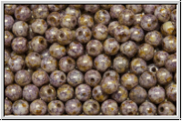 b�hm. Glasperle, rund, 4mm, white, alabaster, violet senegal, 50 Stk.