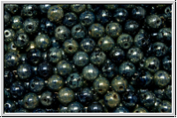 b�hm. Glasperle, rund, 4mm, black, op., picasso, 50 Stk.