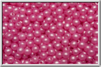 b�hm. Glasperle, rund, 3mm, white, alabaster, pearl shine hot pink, 50 Stk.