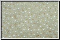 b�hm. Glasperle, rund, 3mm, white, alabaster, pearl shine white, 50 Stk.