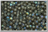 b�hm. Glasperle, rund, 3mm, crystal, trans., graphite AB, matte, 50 Stk.