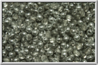 b�hm. Glasperle, rund, 3mm, crystal, trans., half silver, 50 Stk.