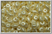 SD-02010-25110, SuperDuo Beads, white, alabaster, lt. cream pastel, 10g