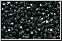 B�hm. Glasschliffperle, feuerpol., 3mm, hematite, met., 50 Stk.