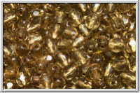 B�hm. Glasschliffperle, feuerpol., 4mm, topaz, pale, trans., brass-ld., 50 Stk.