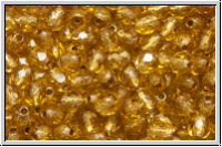 B�hm. Glasschliffperle, feuerpol., 4mm, topaz, lt., trans., brass-ld., 50 Stk.