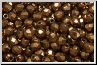B�hm. Glasschliffperle, feuerpol., 4mm, topaz, trans., bronze luster, 50 Stk.