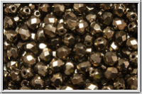 B�hm. Glasschliffperle, feuerpol., 4mm, bronze, met., 50 Stk.