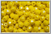 B�hm. Glasschliffperle, feuerpol., 4mm, yellow, lt., op., luster, 50 Stk.