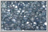 B�hm. Glasschliffperle, feuerpol., 4mm, crystal, trans., montana luster, 50 Stk.