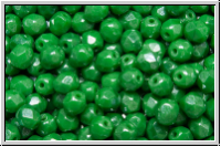 B�hm. Glasschliffperle, feuerpol., 4mm, green, forest, op., luster, 50 Stk.