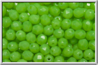 B�hm. Glasschliffperle, feuerpol., 4mm, lime, opal, 50 Stk.