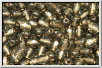 B�hm. Glasschliffperle, feuerpol., 4mm, grey, dk., trans., brass-ld., 50 Stk.