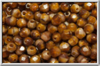 B�hm. Glasschliffperle, feuerpol., 4mm, topaz, trans./opal, 50 Stk.