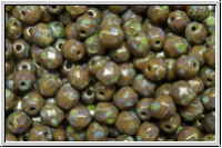 B�hm. Glasschliffperle, feuerpol., 4mm, anthrazit, op., picasso, 50 Stk.