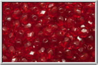 B�hm. Glasschliffperle, feuerpol., 4mm, siam, dk., trans., 50 Stk.