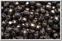 B�hm. Glasschliffperle, feuerpol., 4mm, black, op., vega iris. luster, 50 Stk.