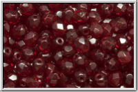 B�hm. Glasschliffperle, feuerpol., 4mm, garnet, lt., trans., 50 Stk.