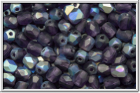 B�hm. Glasschliffperle, feuerpol., 4mm, purple velvet, trans., matte, AB, 50 Stk.