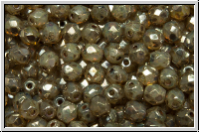 B�hm. Glasschliffperle, feuerpol., 4mm, white, opal, picasso, 50 Stk.
