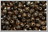 B�hm. Glasschliffperle, feuerpol., 4mm, black, op., lt. copper, tweeedy, 50 Stk.