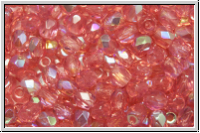 B�hm. Glasschliffperle, feuerpol., 4mm, rose, opal, AB, 50 Stk.