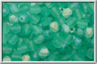 B�hm. Glasschliffperle, feuerpol., 4mm, emerald, pale, trans., matte, AB, 50 Stk.
