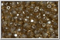 B�hm. Glasschliffperle, feuerpol., 4mm, topaz, pale, trans., luster, 50 Stk.