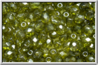 B�hm. Glasschliffperle, feuerpol., 4mm, khaki, trans., luster, 50 Stk.