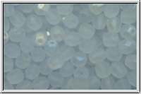 B�hm. Glasschliffperle, feuerpol., 4mm, sapphire, pale, trans., matte, AB, 50 Stk.