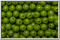b�hm. Glasperle, rund, 4mm, olivine, dk., op., 50 Stk.