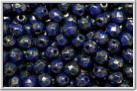 B�hm. Glasschliffperle, feuerpol., 4mm, blue, op., violet senegal, 50 Stk.