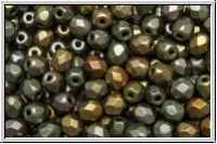 B�hm. Glasschliffperle, feuerpol., 4mm, purple-golden-MIX, pale, met., satin, 50 Stk.