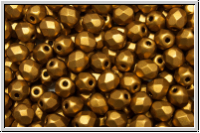 B�hm. Glasschliffperle, feuerpol., 4mm, brass gold, met., satin, 50 Stk.