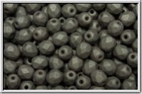 B�hm. Glasschliffperle, feuerpol., 4mm, white, alabaster, grey pastel, matte, 50 Stk.