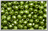 B�hm. Glasschliffperle, feuerpol., 4mm, white, alabaster, olivine pastel, 50 Stk.