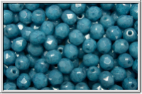 B�hm. Glasschliffperle, feuerpol., 4mm, aqua, op., blue marbled, 50 Stk.