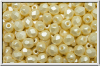 B�hm. Glasschliffperle, feuerpol., 4mm, white, alabaster, cream pastel, 50 Stk.