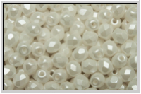B�hm. Glasschliffperle, feuerpol., 4mm, white, alabaster, white pastel, 50 Stk.