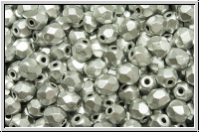 B�hm. Glasschliffperle, feuerpol., 4mm, silver, met., satin, 50 Stk.