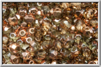 B�hm. Glasschliffperle, feuerpol., 4mm, black diamond, trans., half capri gold, 50 Stk.