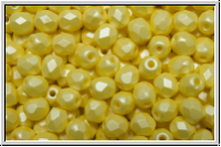 B�hm. Glasschliffperle, feuerpol., 4mm, white, alabaster, yellow pastel, soft, 50 Stk.