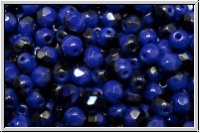 B�hm. Glasschliffperle, feuerpol., 4mm, blue, op., half azuro, 50 Stk.