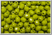 B�hm. Glasschliffperle, feuerpol., 4mm, olivine, dk., op., 50 Stk.