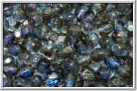 B�hm. Glasschliffperle, feuerpol., 4mm, montana, trans., half azuro, 50 Stk.