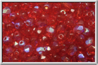 B�hm. Glasschliffperle, feuerpol., 4mm, hyacinth, dk., trans., AB, 50 Stk.